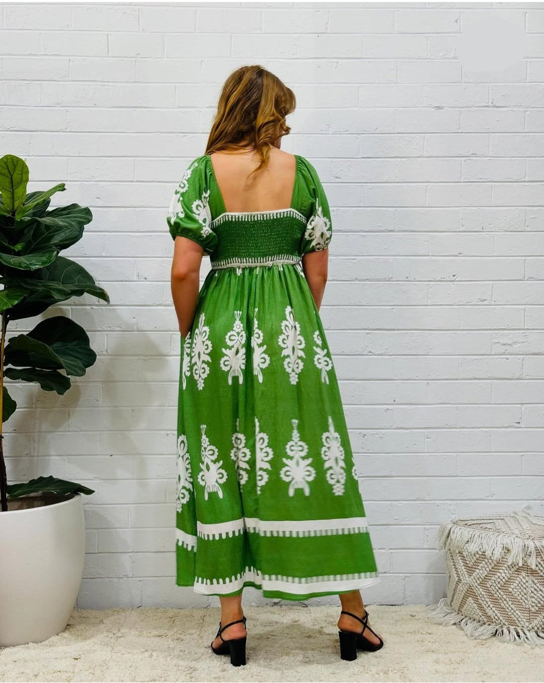 Boho Midi Dress Green