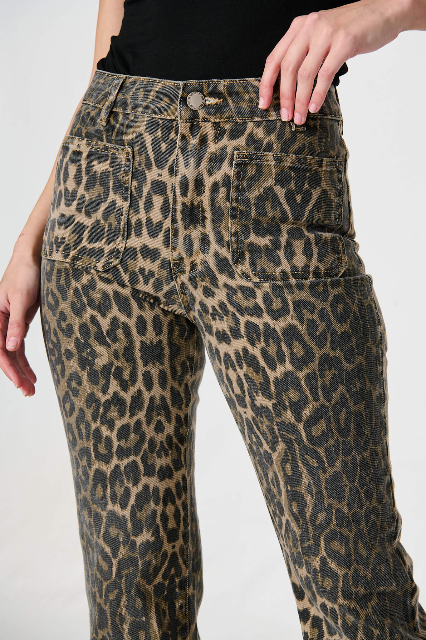 High Rise Straight Leg Jean - Leopard