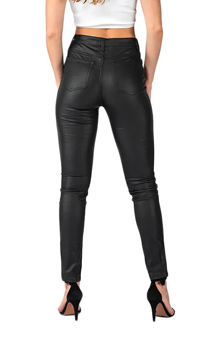 Wakee Black Wet Look High Rise Jeans