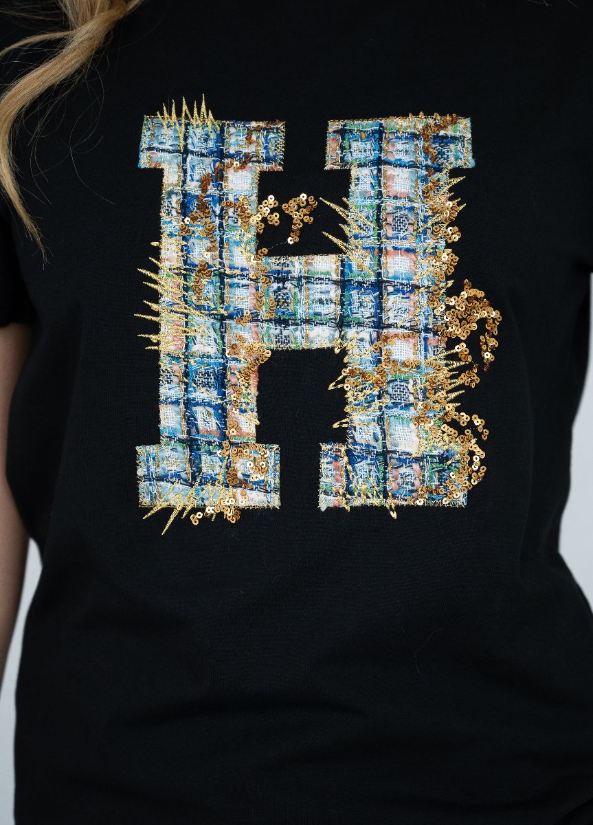 Tweed Sequins Tee Black