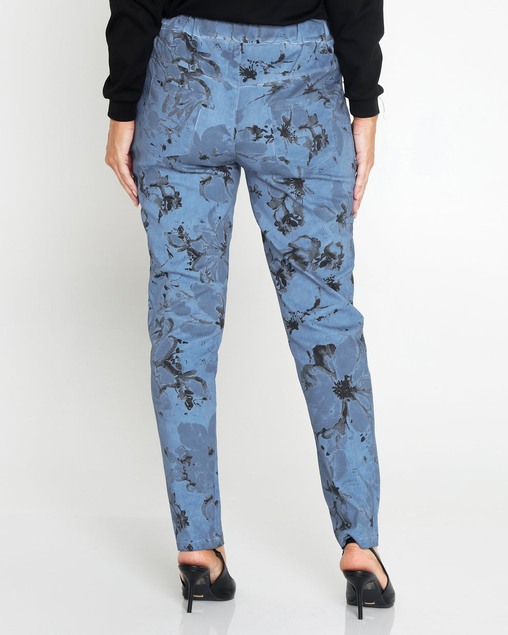 Stretch Cotton Pants - Blue Floral
