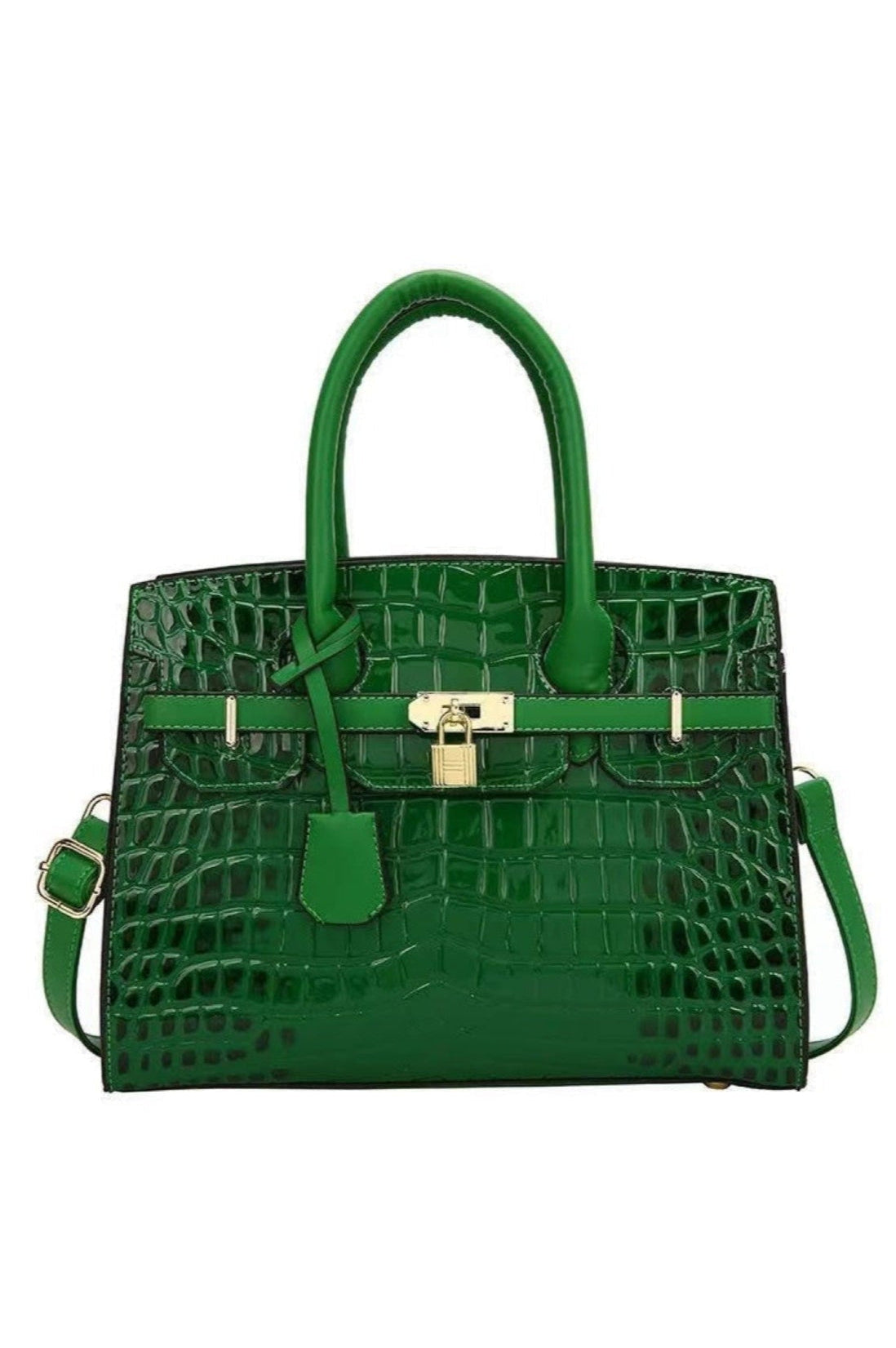 Green Croc Skin Tote Handbag