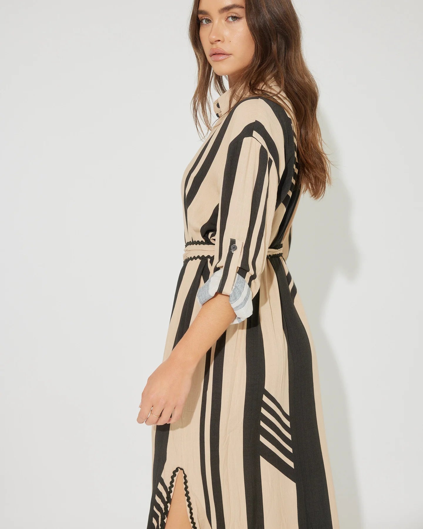 Stripe Button Up Midi Dress