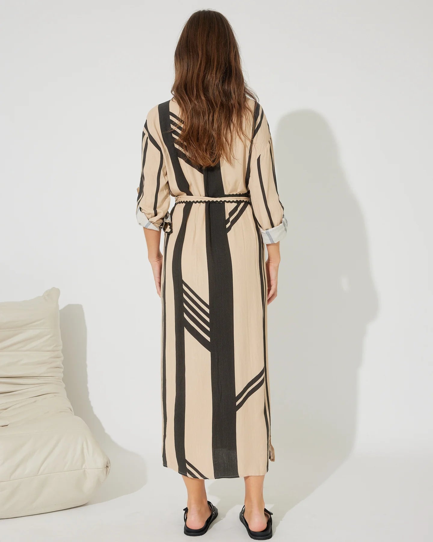 Stripe Button Up Midi Dress