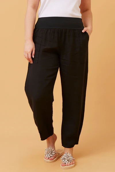 Bottega Moda Linen Pants Black