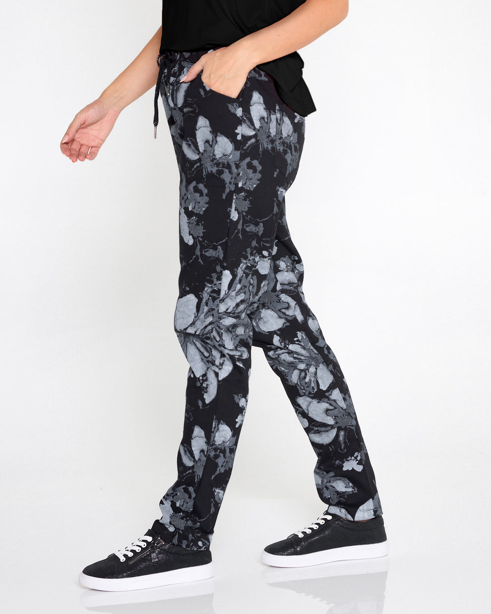 Stretch Cotton Pants - Midnight Bloom