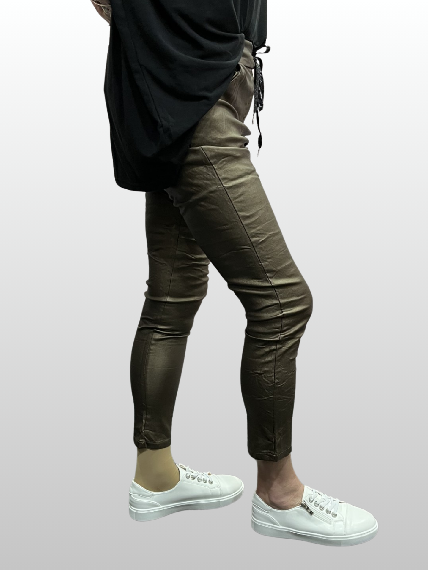 Wet Look Faux Leather Magic Pants - Bronze