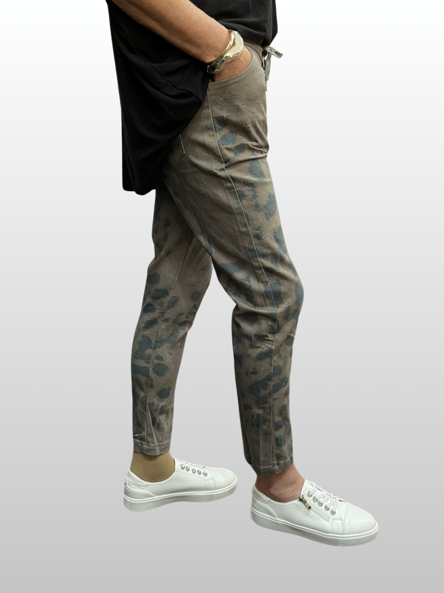 Animal Print Jogger Pants - Khaki