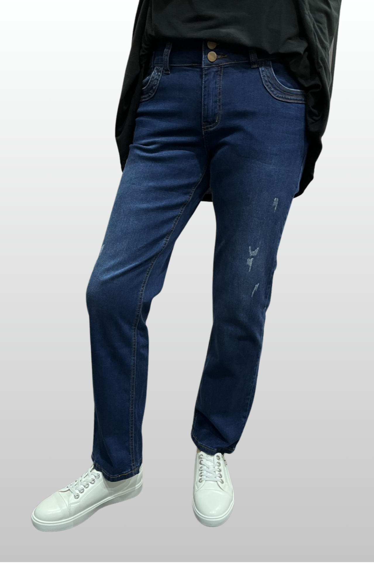 Wakee Distressed Slim Stretch Jean - Blue