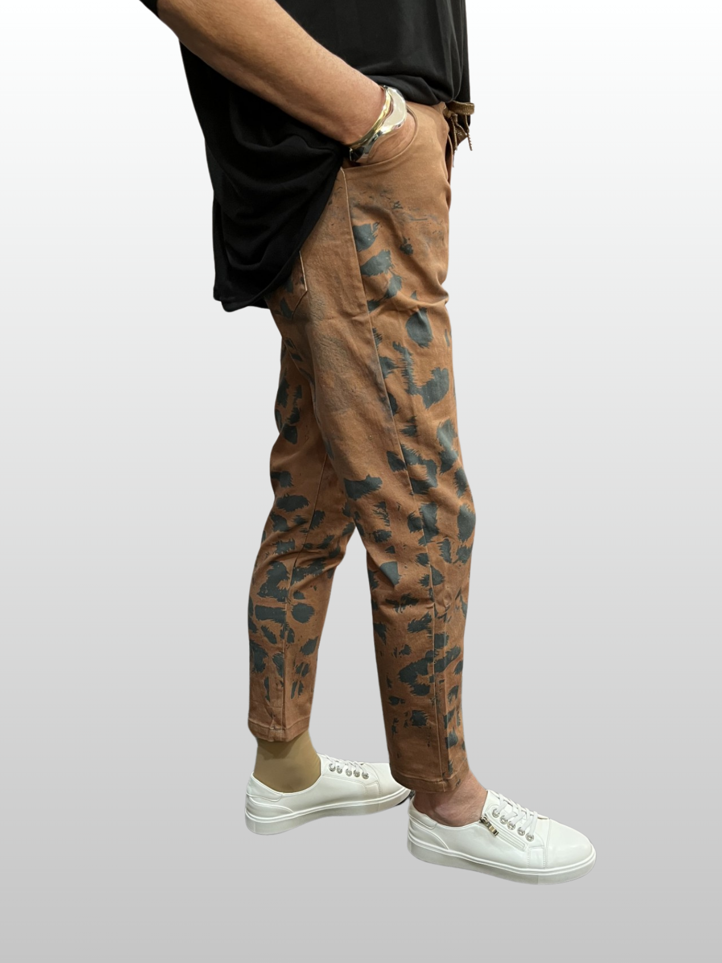 Animal Print Jogger Pants - Tan