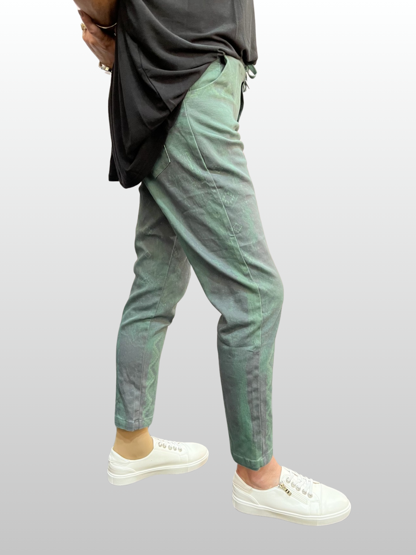 Aztec Print Jogger Pants - Forest Green