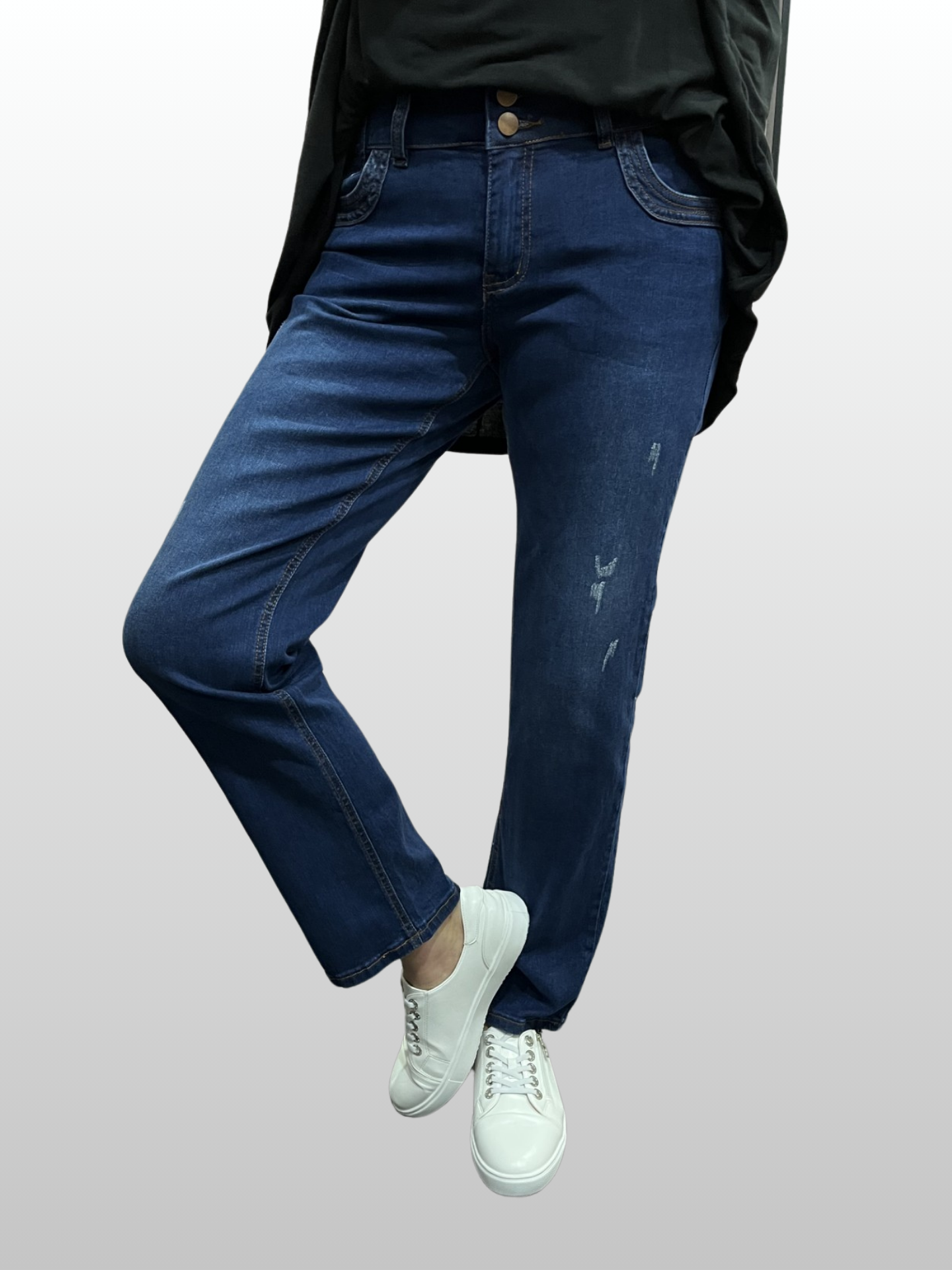 Wakee Distressed Slim Stretch Jean - Blue