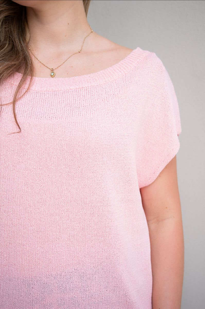 Viscose Crepe Knit Top Pink
