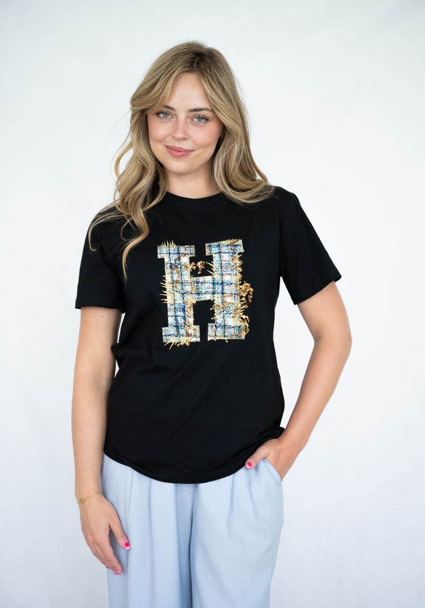 Tweed Sequins Tee Black