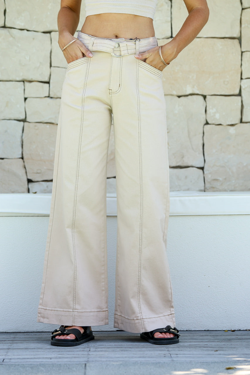 Indiana Belted Jean - Latte