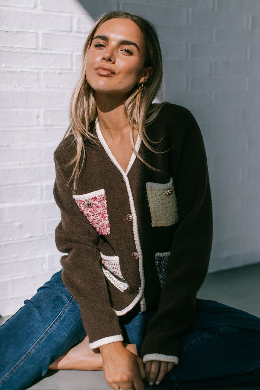 Woodbury Boucle Cardigan - Chocolate