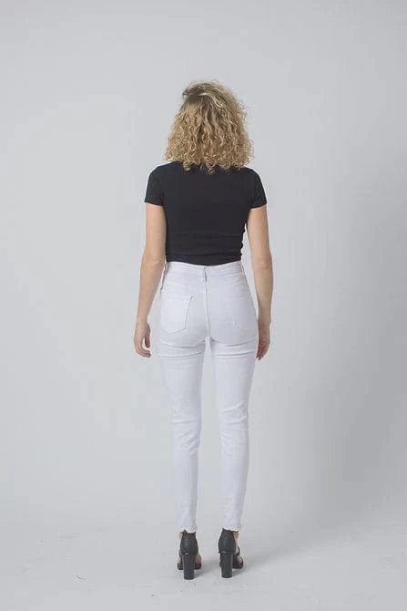 Wakee White Skinny High Rise Jeans