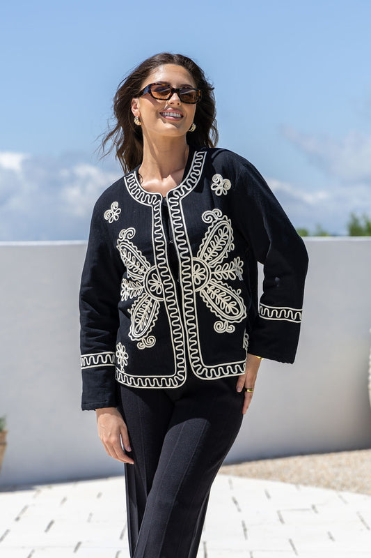 Cornelli Stitched Jacket - Black