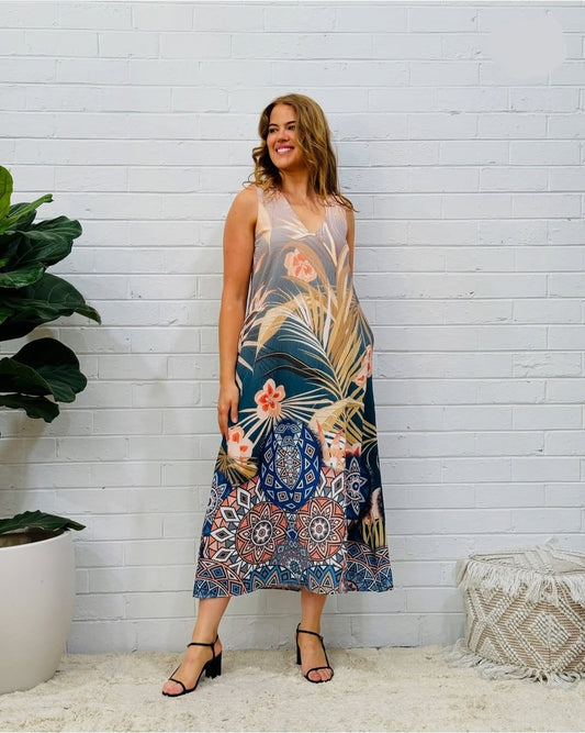 Multi Print Maxi Dress