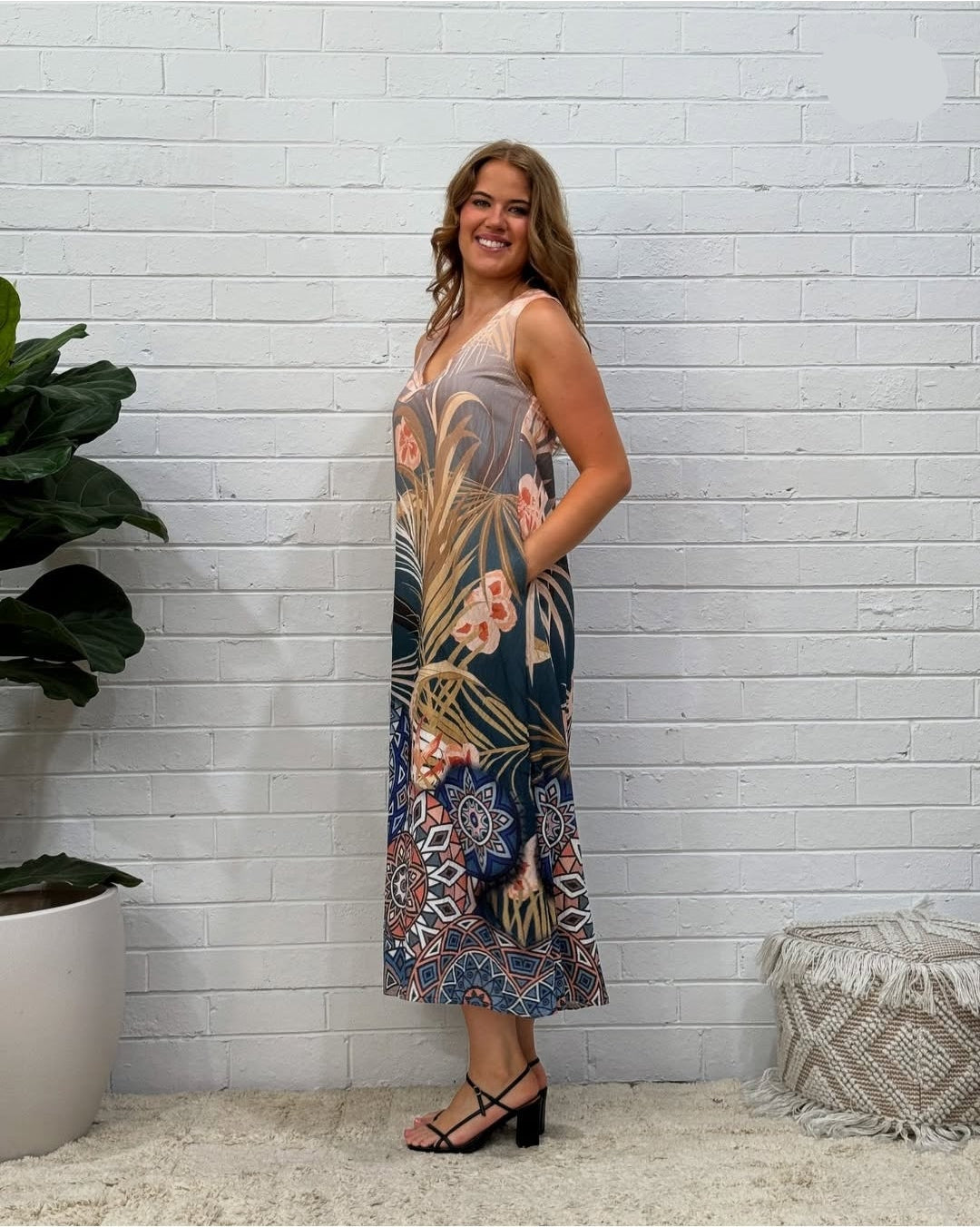 Multi Print Maxi Dress