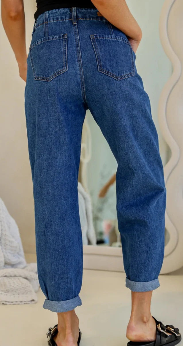 Country Denim Barrel Jeans - Blue
