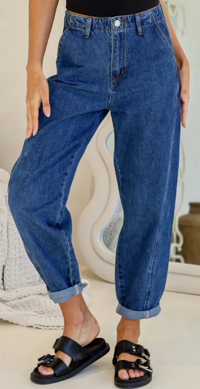 Country Denim Barrel Jeans - Blue