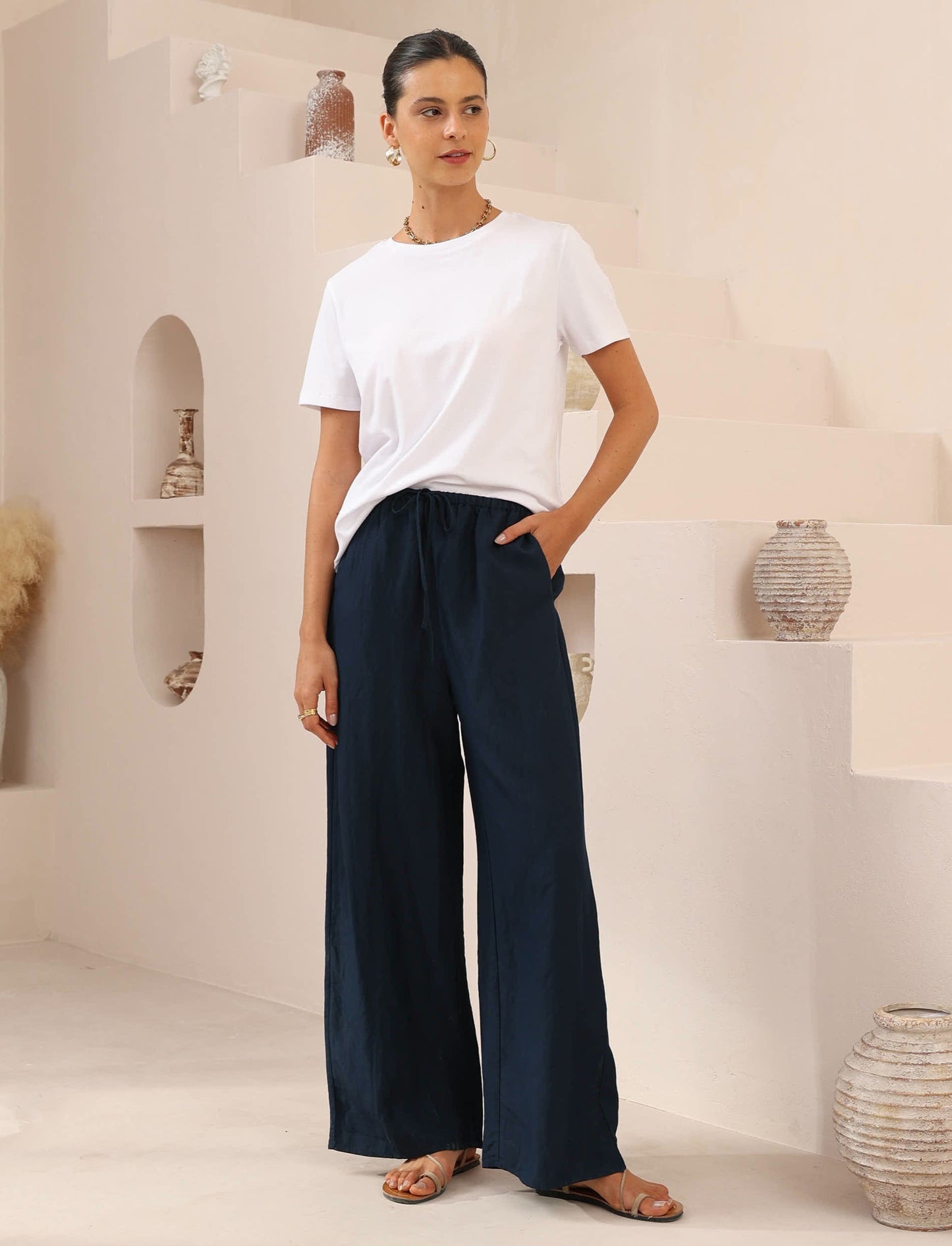 Iris Maxi Shirt & Pants Set - Navy