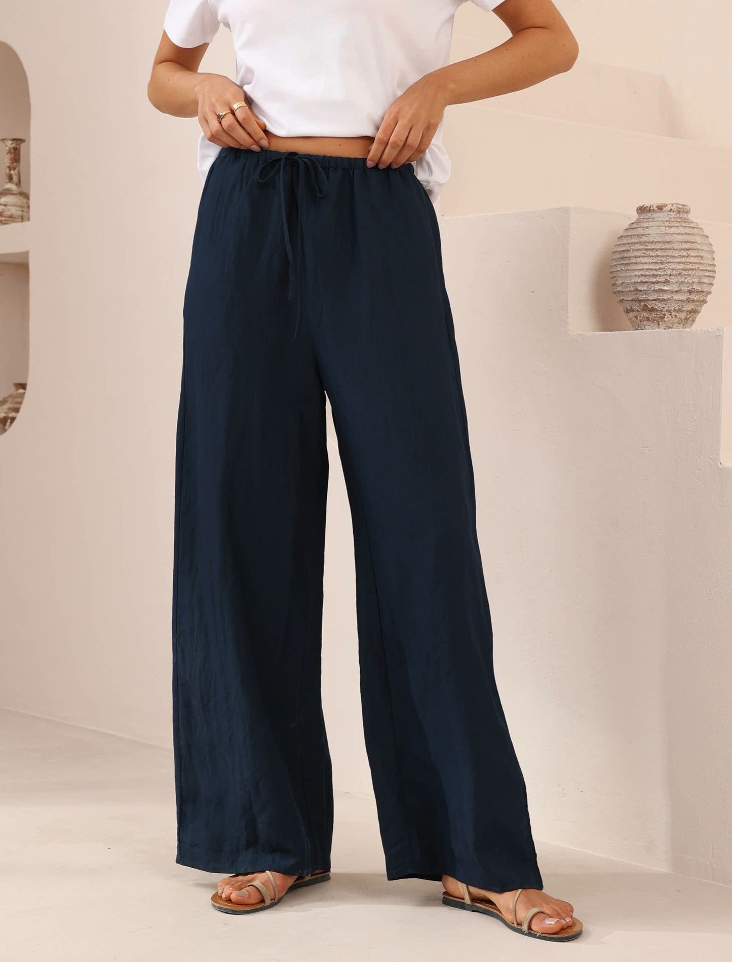 Iris Maxi Shirt & Pants Set - Navy