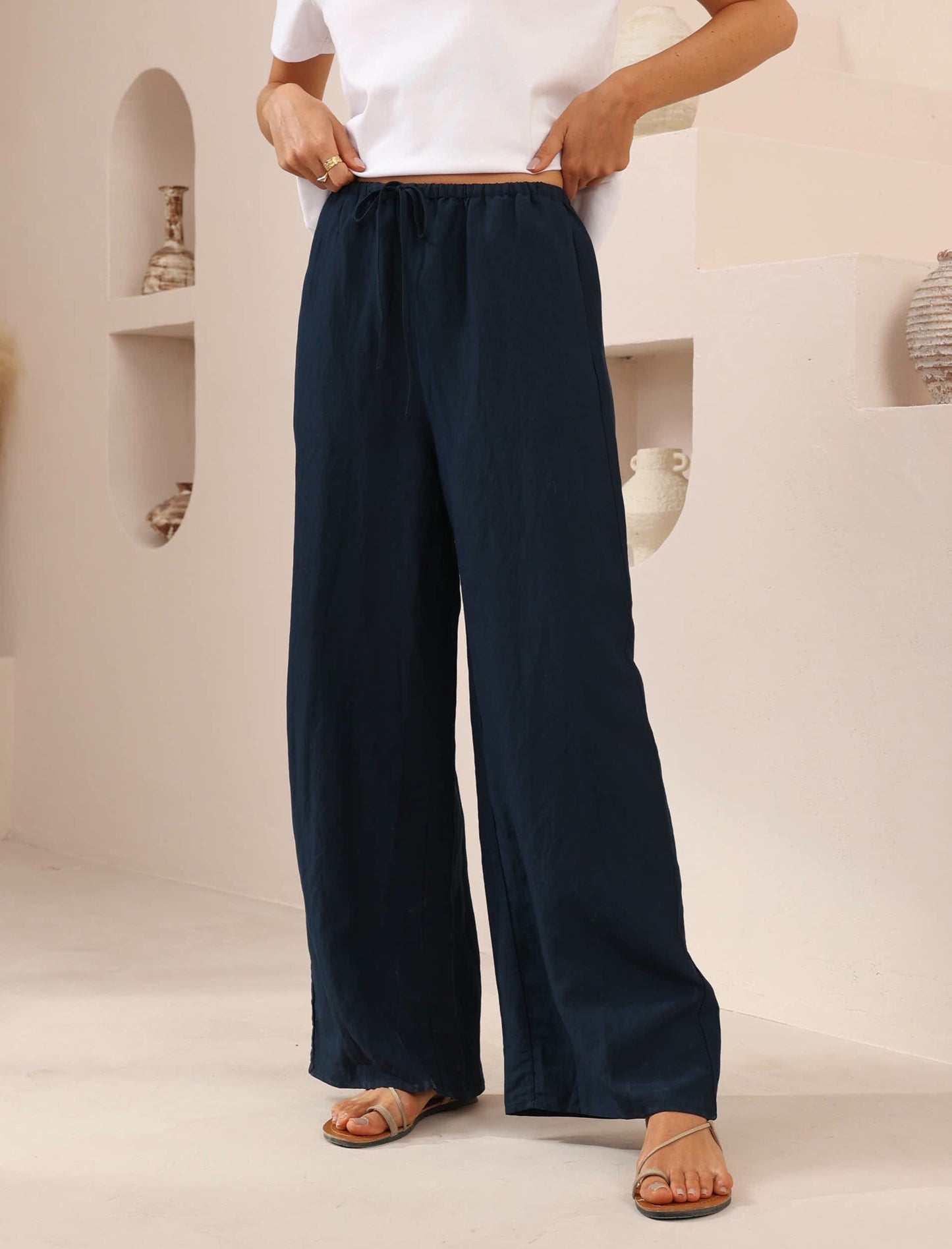 Iris Maxi Shirt & Pants Set - Navy