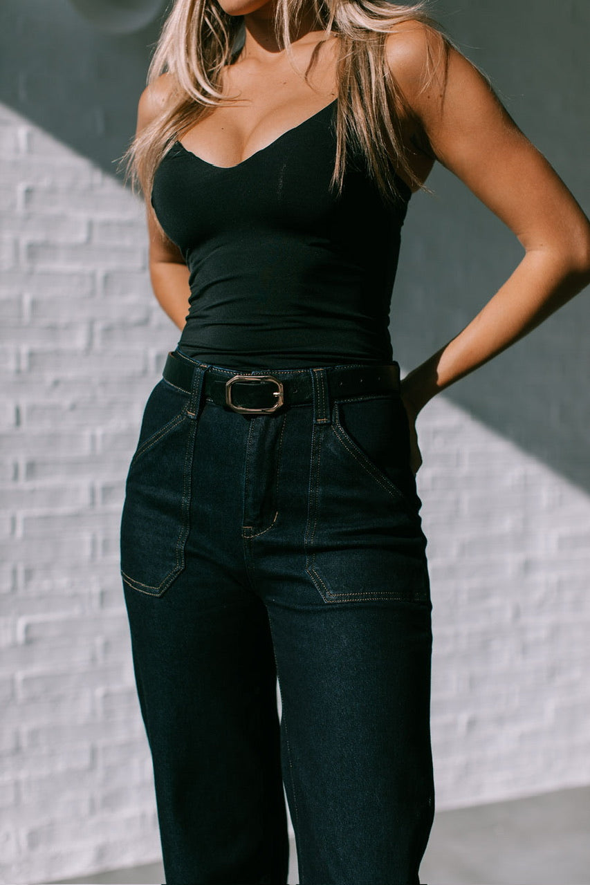Dark Denim Cuff Jeans