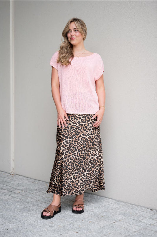 Viscose Crepe Knit Top Pink