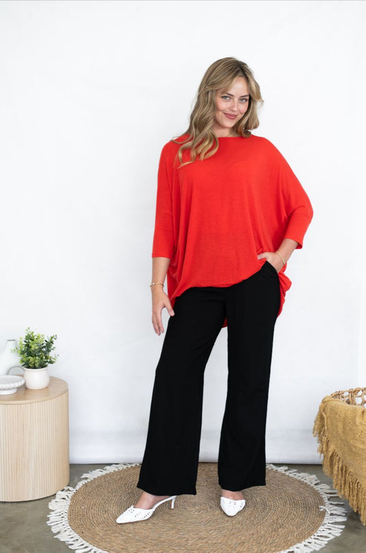 Oversize Batwing Top Red