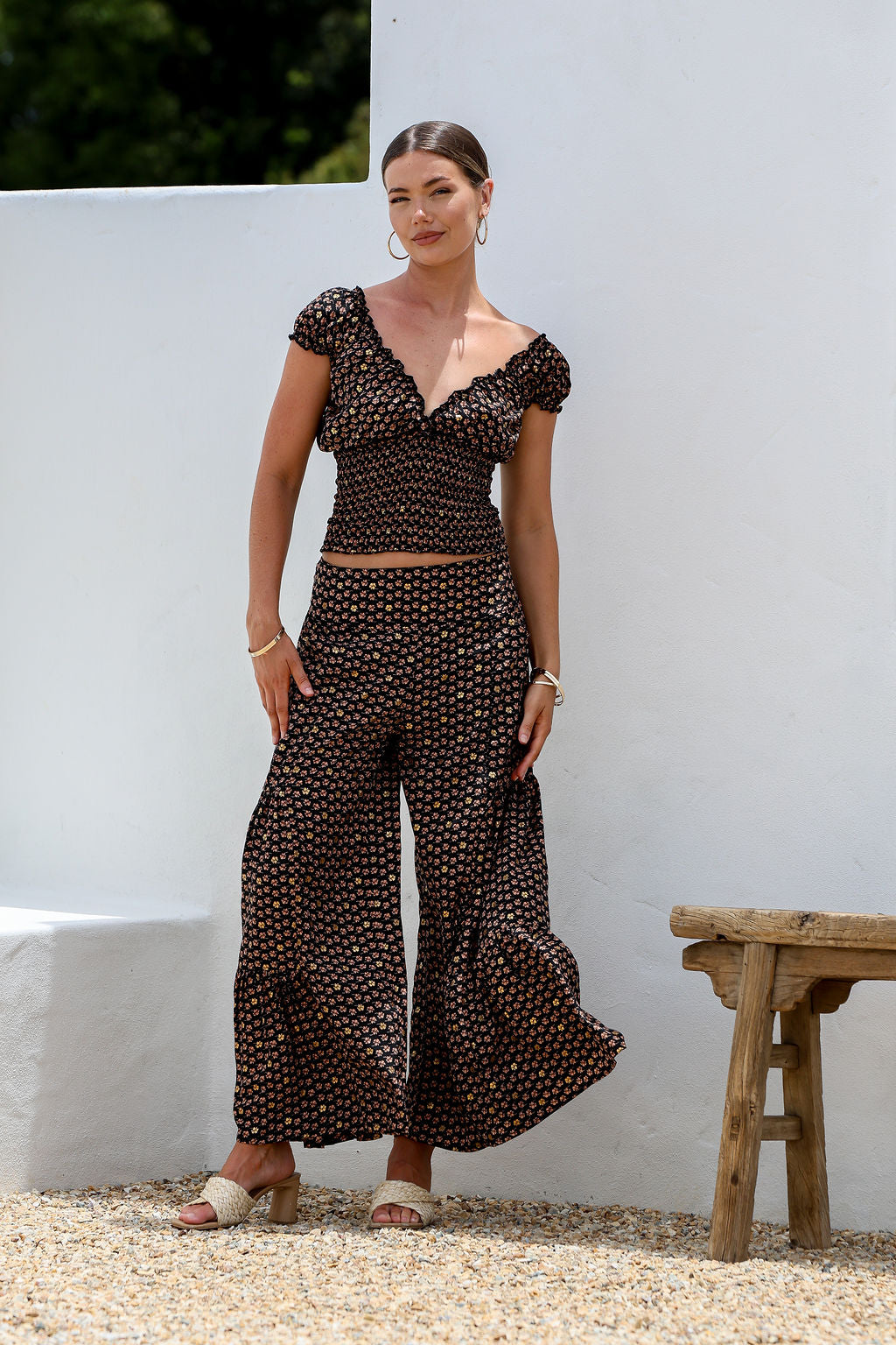 Gabrielle Top - Black/Brown