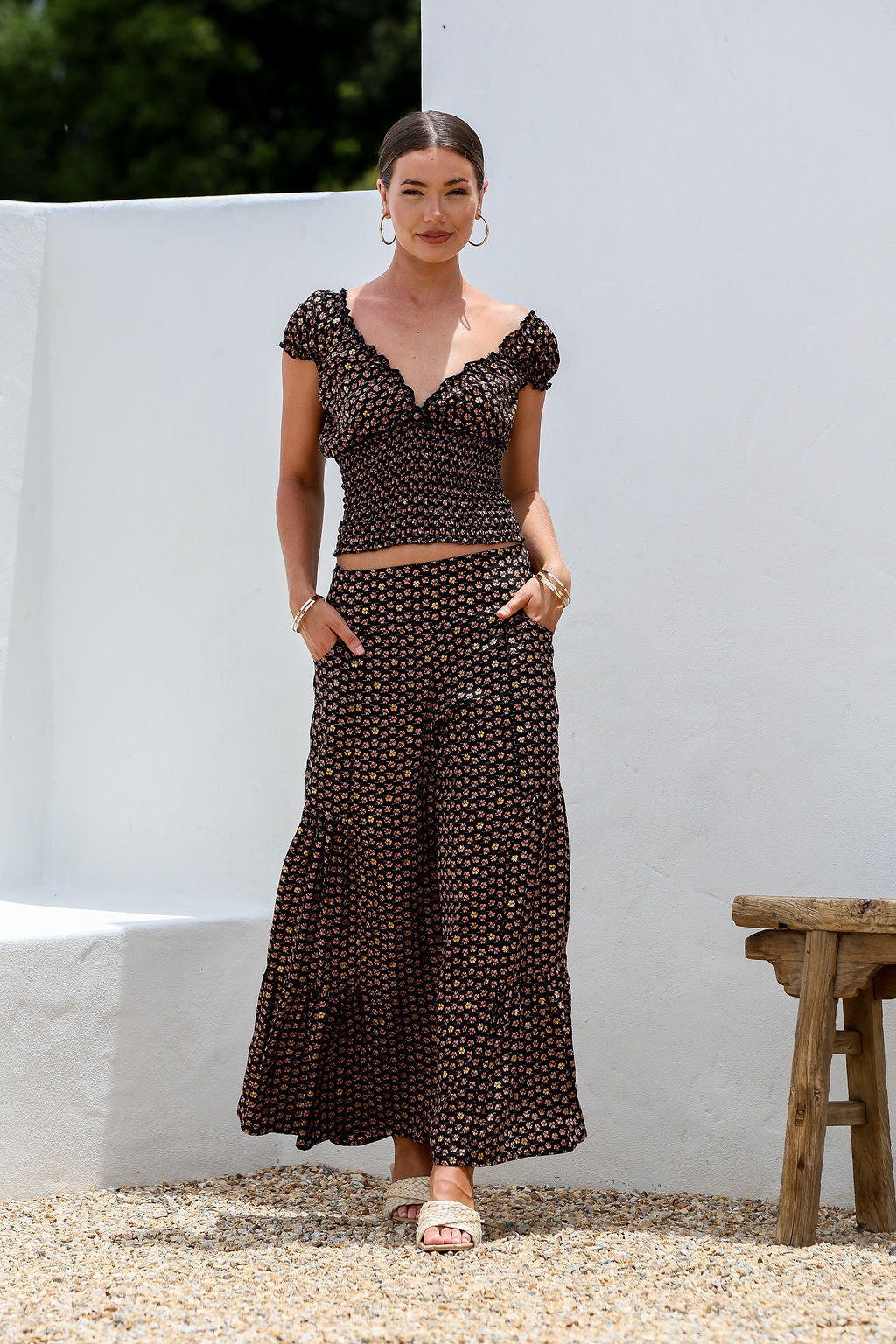 Gabrielle Top - Black/Brown