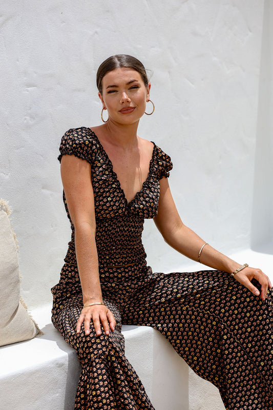 Gabrielle Top - Black/Brown
