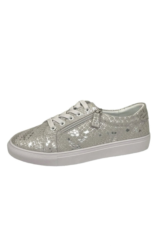 Silver Snake Print Sneakers