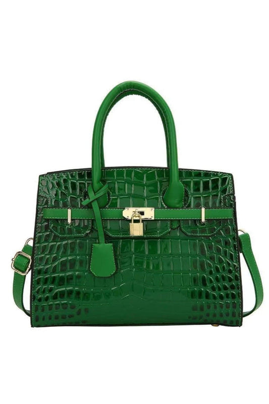 Green Croc Skin Tote Handbag