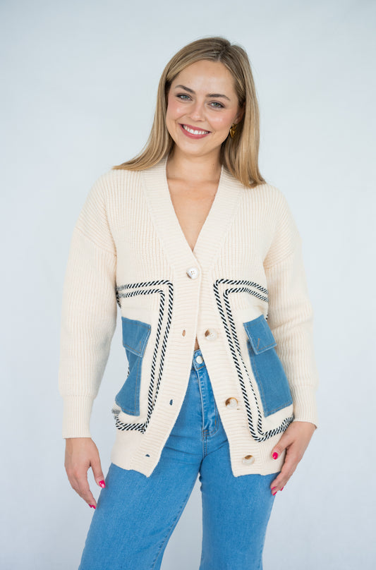 Denim Pocket Cardigan