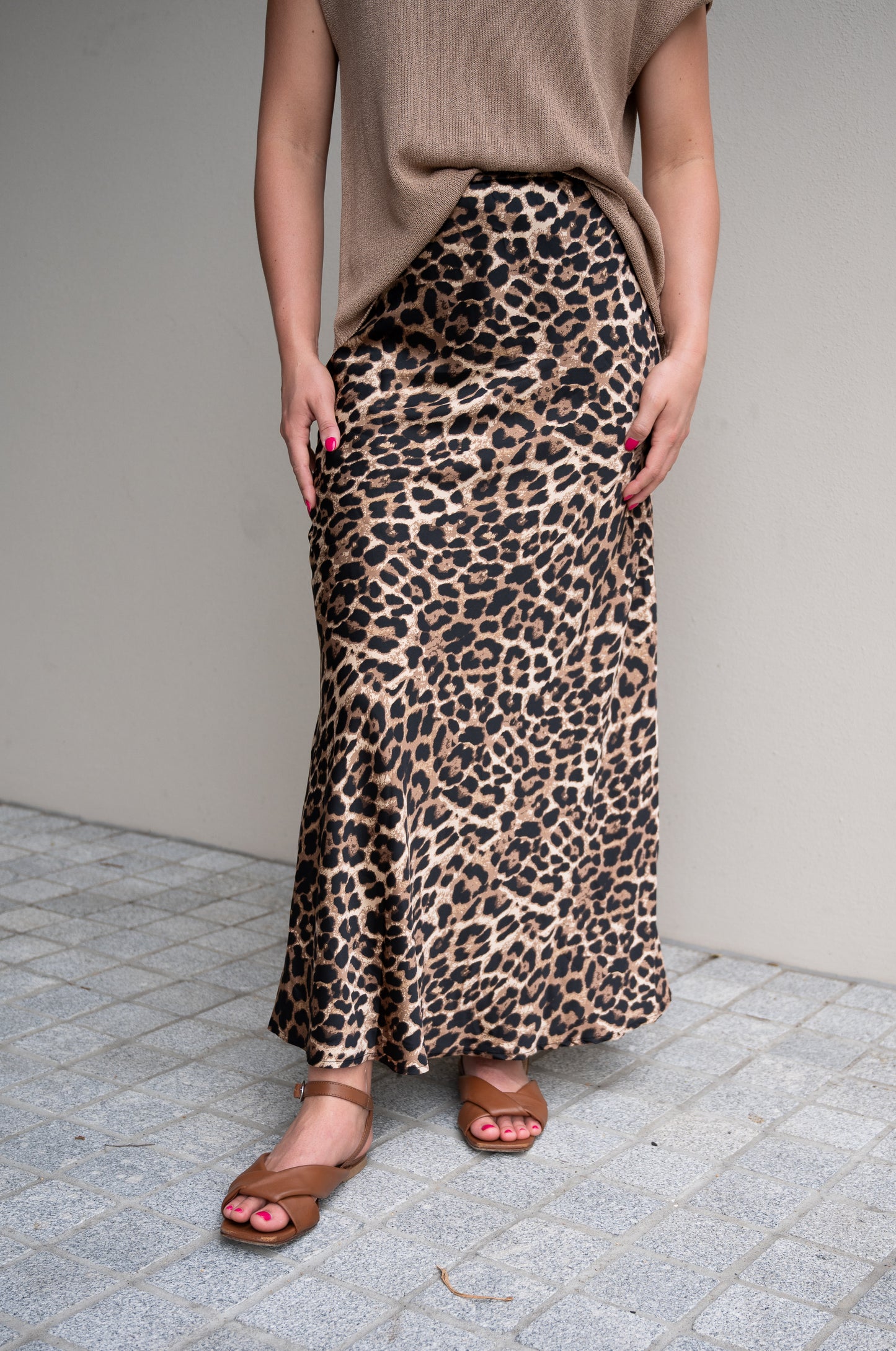 Satin Leopard Skirt