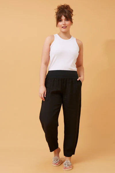 Bottega Moda Linen Pants Black