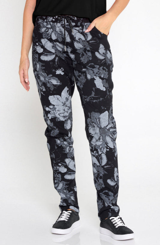Stretch Cotton Pants - Midnight Bloom
