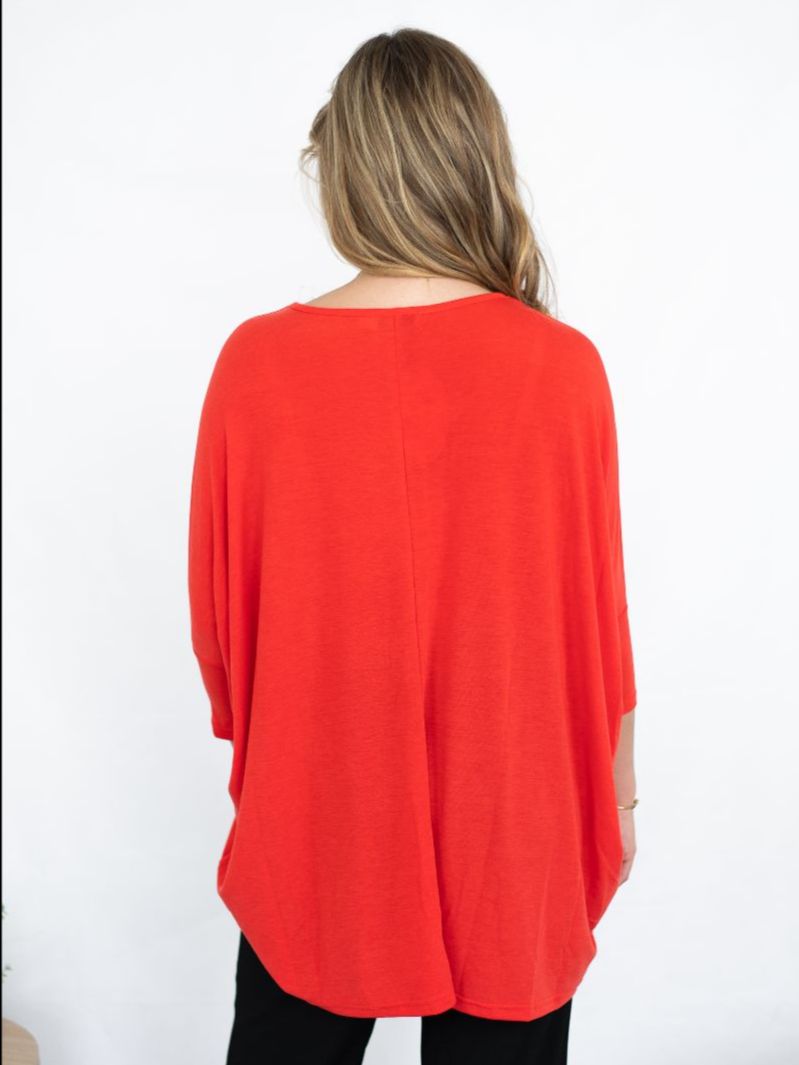 Oversize Batwing Top Red