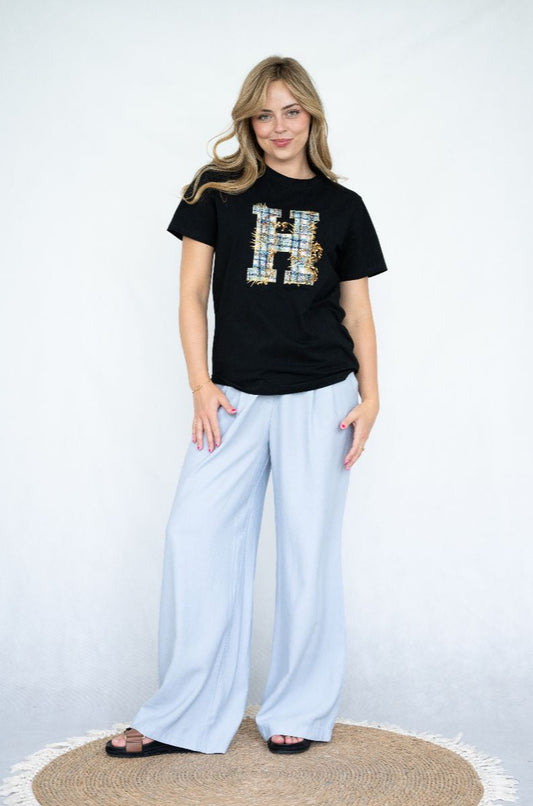 Tweed Sequins Tee Black