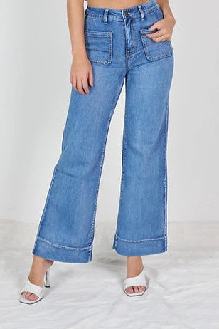 Wakee High Rise Wide Leg Denim Jean - Blue
