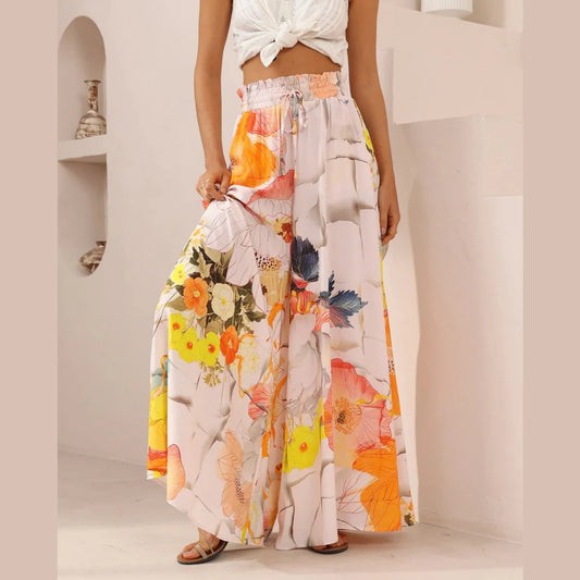 Iris Maxi Hibiscus Wide Leg Pants